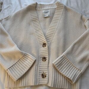 Abercrombie & Fitch Cream Button-Up Sweater